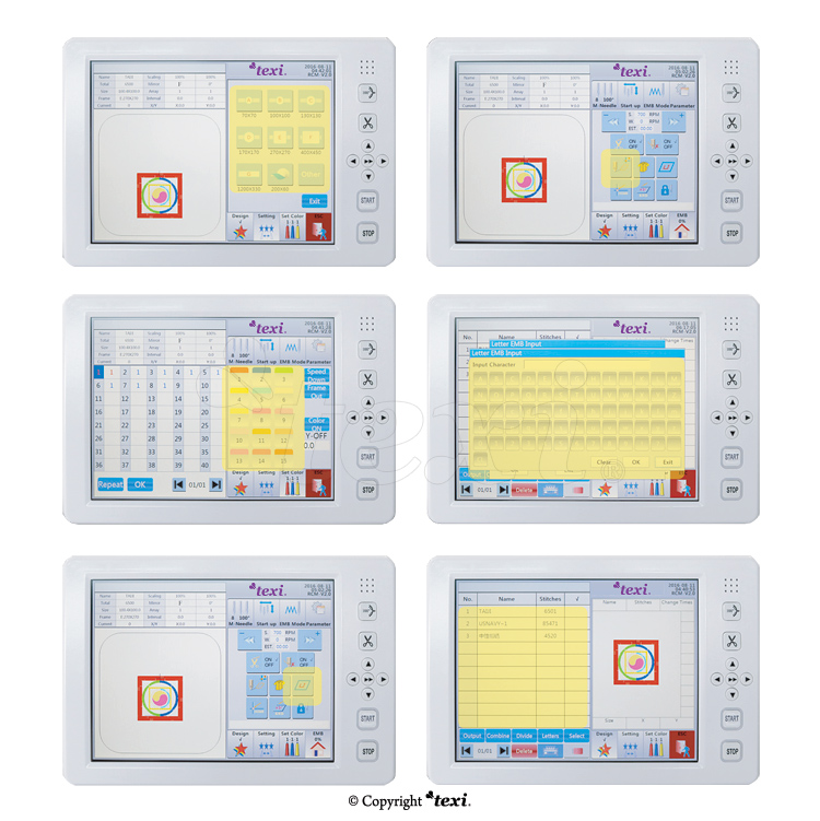 TEXI 1208 TS PREMIUM - 8-Kopf, 12-Nadeln Stickmaschine mit solidem Gestell - 5 8-Kopf, 12-Nadeln Stickmaschine mit solidem Gestell