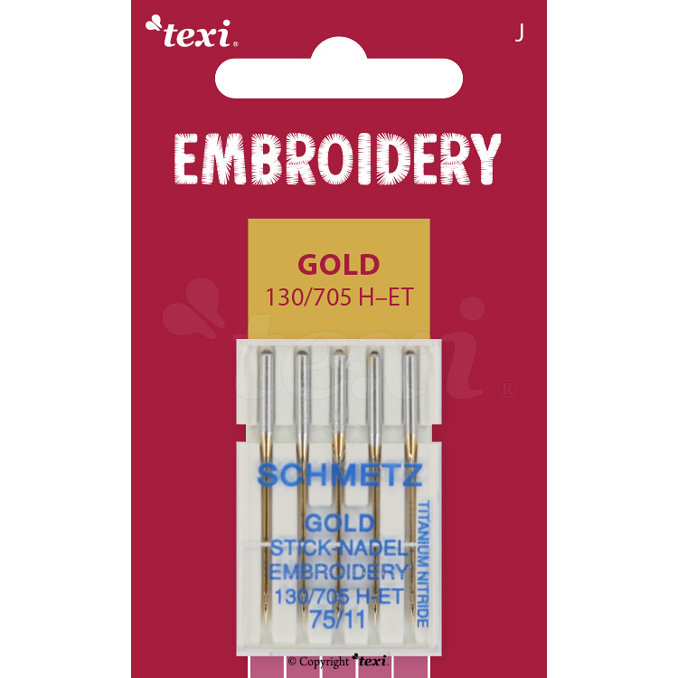 TEXI EMBROIDERY GOLD Sticknadeln 130/705 H-E, 5 Stk., 5x75