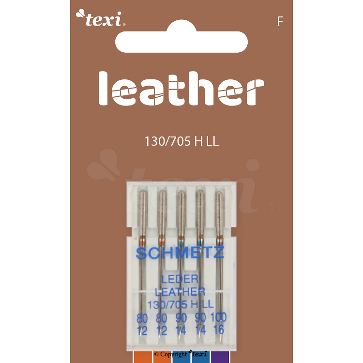 TEXI Nadeln für Leder 130/705 H LL, 5 Stk., 2x80, 2x90, 1x100