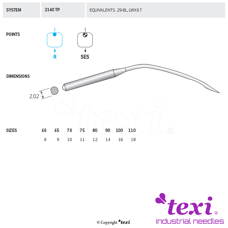 TEXI 2140 TP 090 - TEXI Industrienadeln, 1 Box = 100 Nadeln - 1 TEXI Industrienadeln, 1 Box = 100 Nadeln