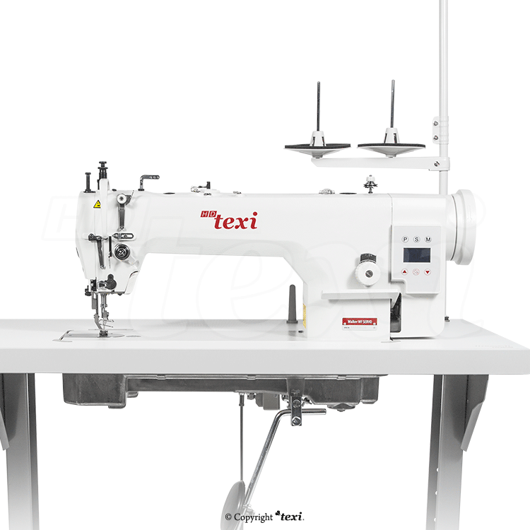 Upholstery and leather lockstitch machine with built-in Servo motor and control box (Mechatronic), bottom feed and walking foot, large hook - complete machine