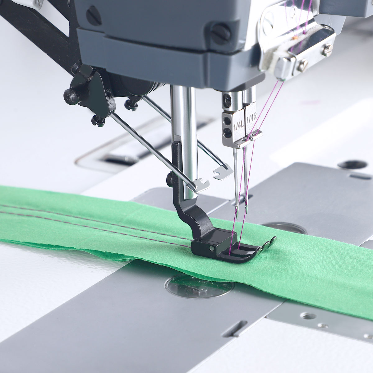 Automatic double needle lockstitch machine TEXI TWIN 6HF, medium and heavy fabrics